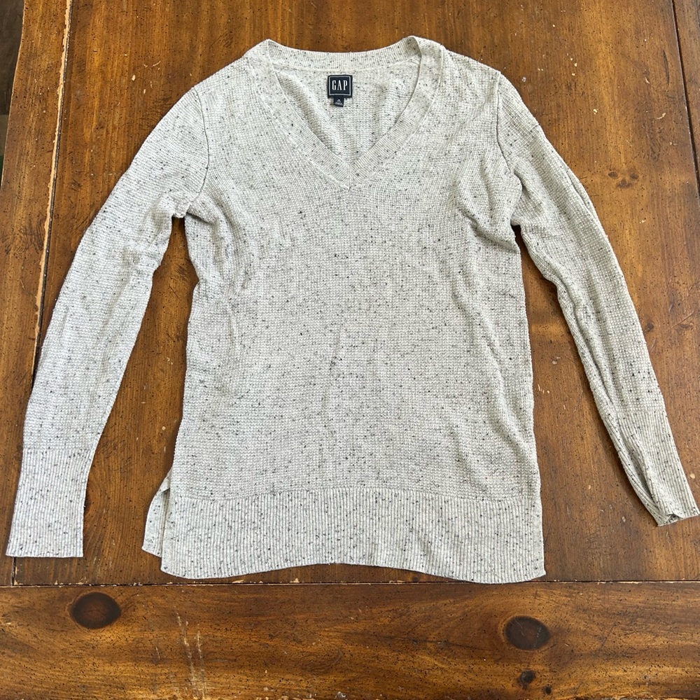 GAP Speckled Crewneck Knit Sweater - Light Heather Gray